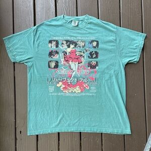 Rare Perfect Blue Satoshi Kon Double Sided Anime Teal Graphic Shirt XXL 2XL